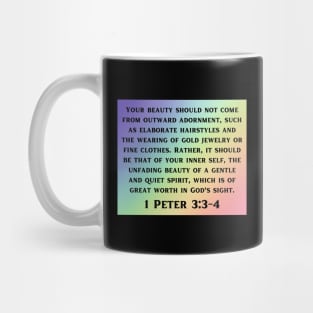 Bible Verse 1 Peter 3:3-4 Mug